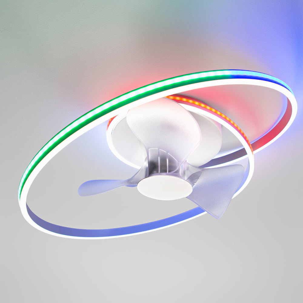 PLAFONIERA LED VENTILATORE AUSTER BIANCO 65W RGB+CCT 7650LM 77X24CM
