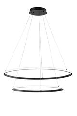 "Sospensione Led Axis con doppio diffusore nero in silicone Ø 60cm. Ø 80cm. CCT"