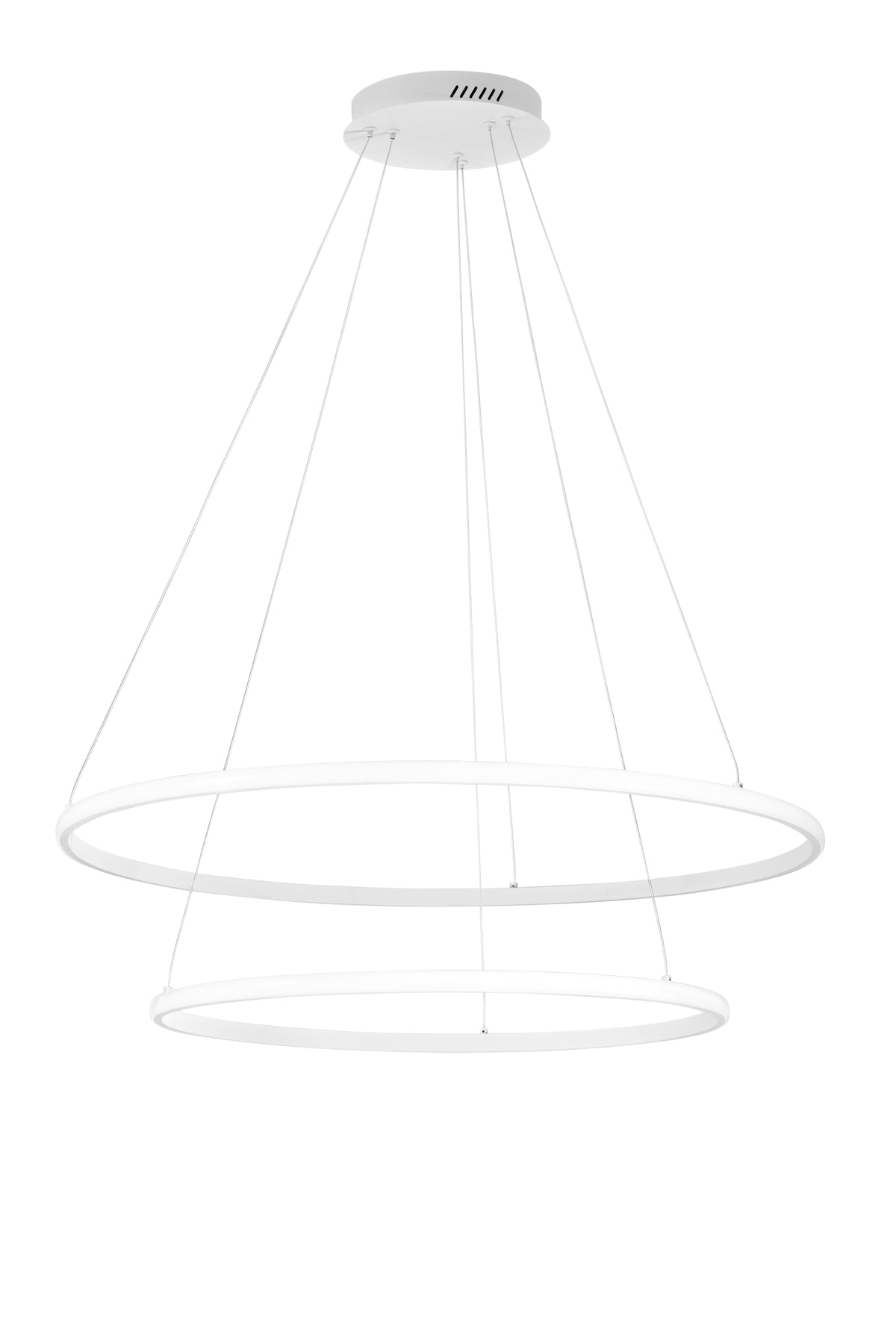 "Sospensione Led Axis con doppio diffusore bianco in silicone Ø 60cm. Ø 80cm. CCT"