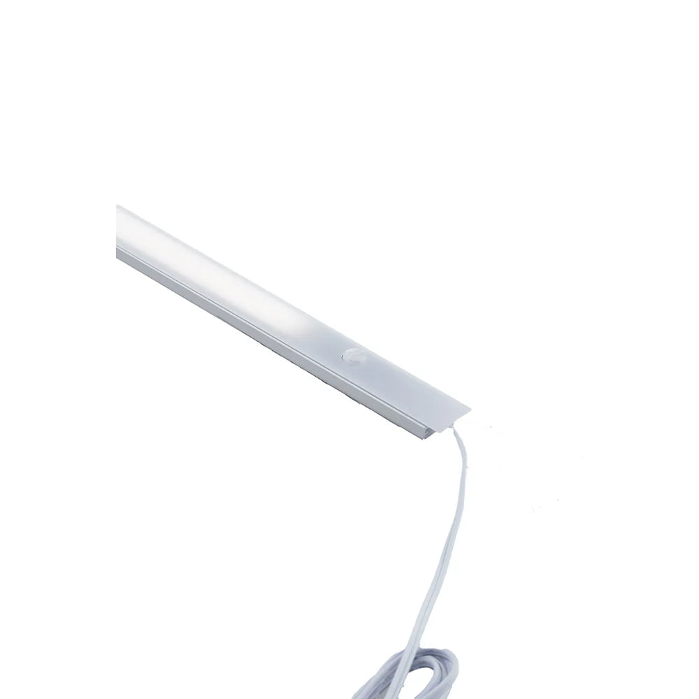 "Barra LED LINE in alluminio argento con sensore di movimento 127 cm."