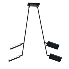 "Plafoniera LED BOOK in alluminio nero con 2 diffusori orientabili"