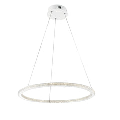 "Sospensione BRYANT bianca con diffusore diamantato 45W luce naturale"