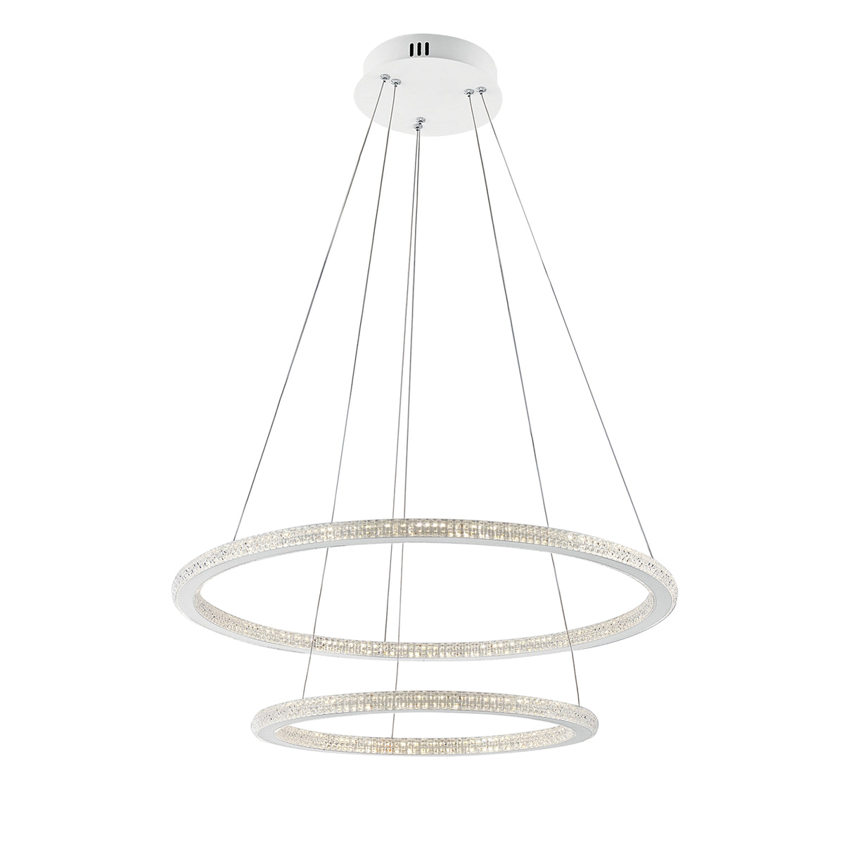 "Sospensione LED BRYANT con due diffusori diamantati 50W 3000K (luce calda)"