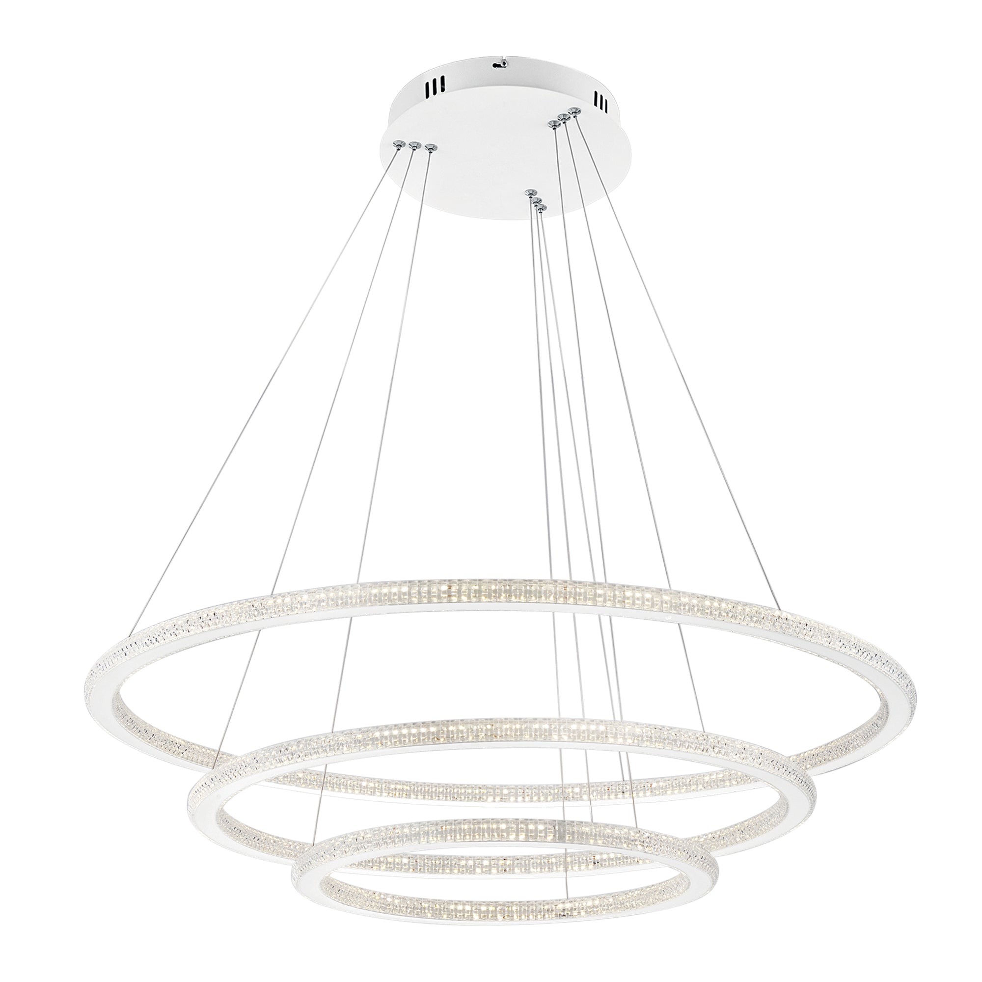 "Sospensione LED BRYANT con tre diffusori diamantati 87W 4000K (luce naturale)"