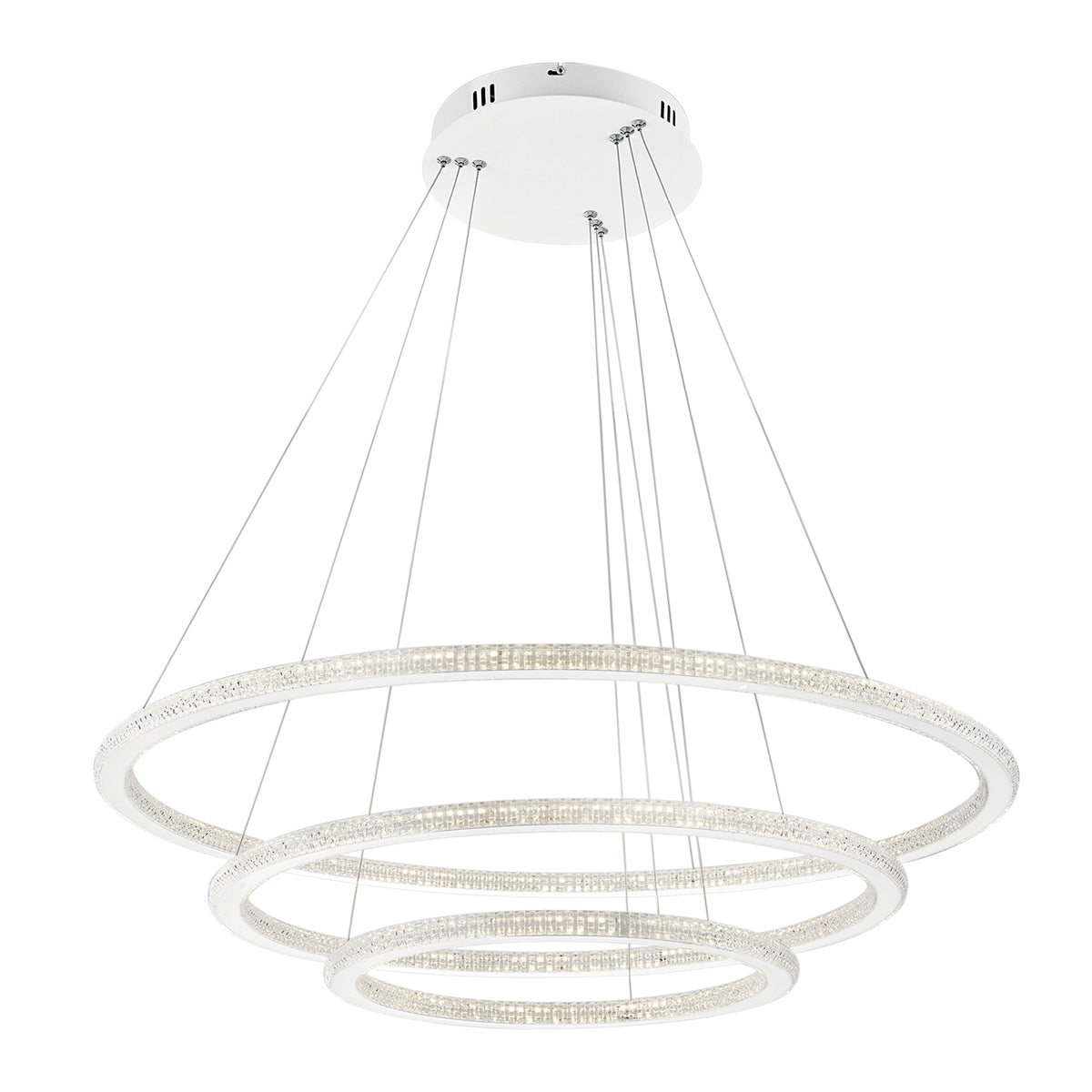 "Sospensione LED BRYANT con tre diffusori diamantati 87W 4000K (luce naturale)"