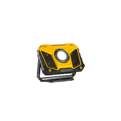 "Faro LED BULL portatile 15W con batteria ricaricabile, dimmer e speaker IP54"