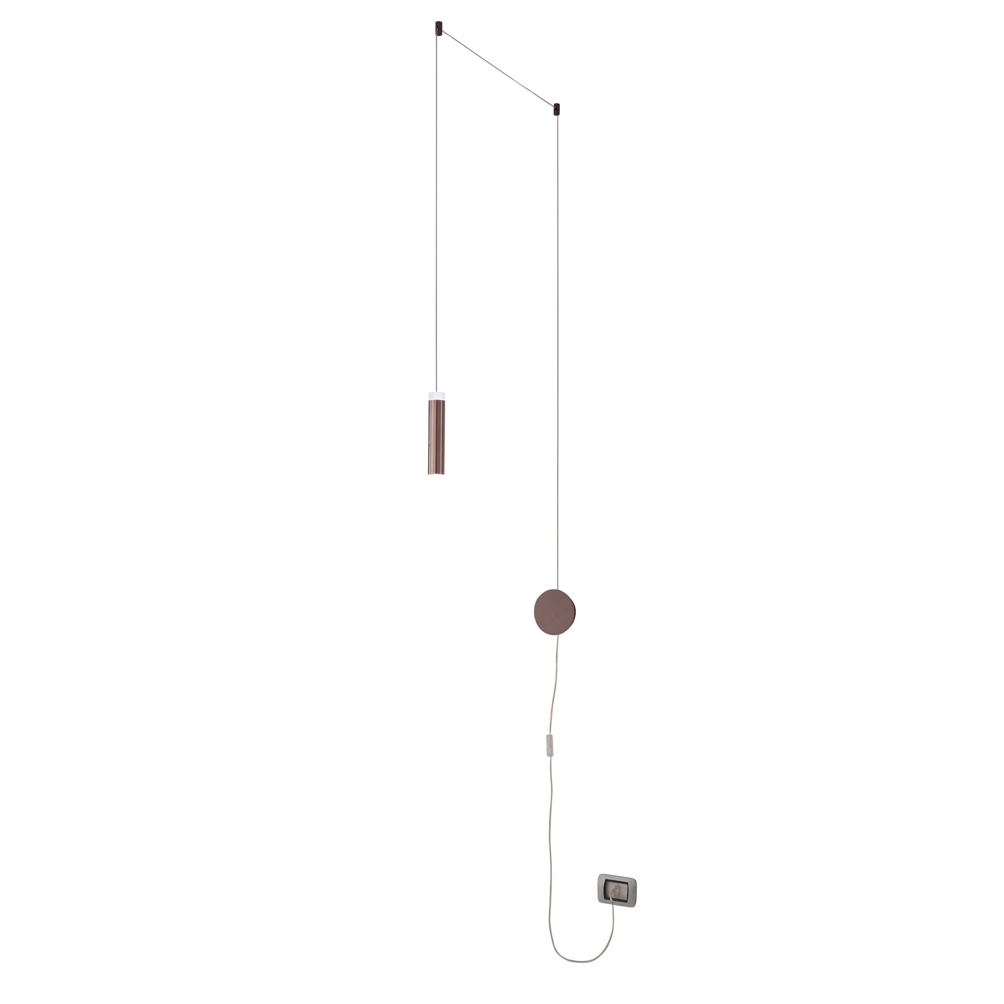 "Applique LED CANDLE in alluminio bronzo con cavo regolabile e presa, luce biemissione "