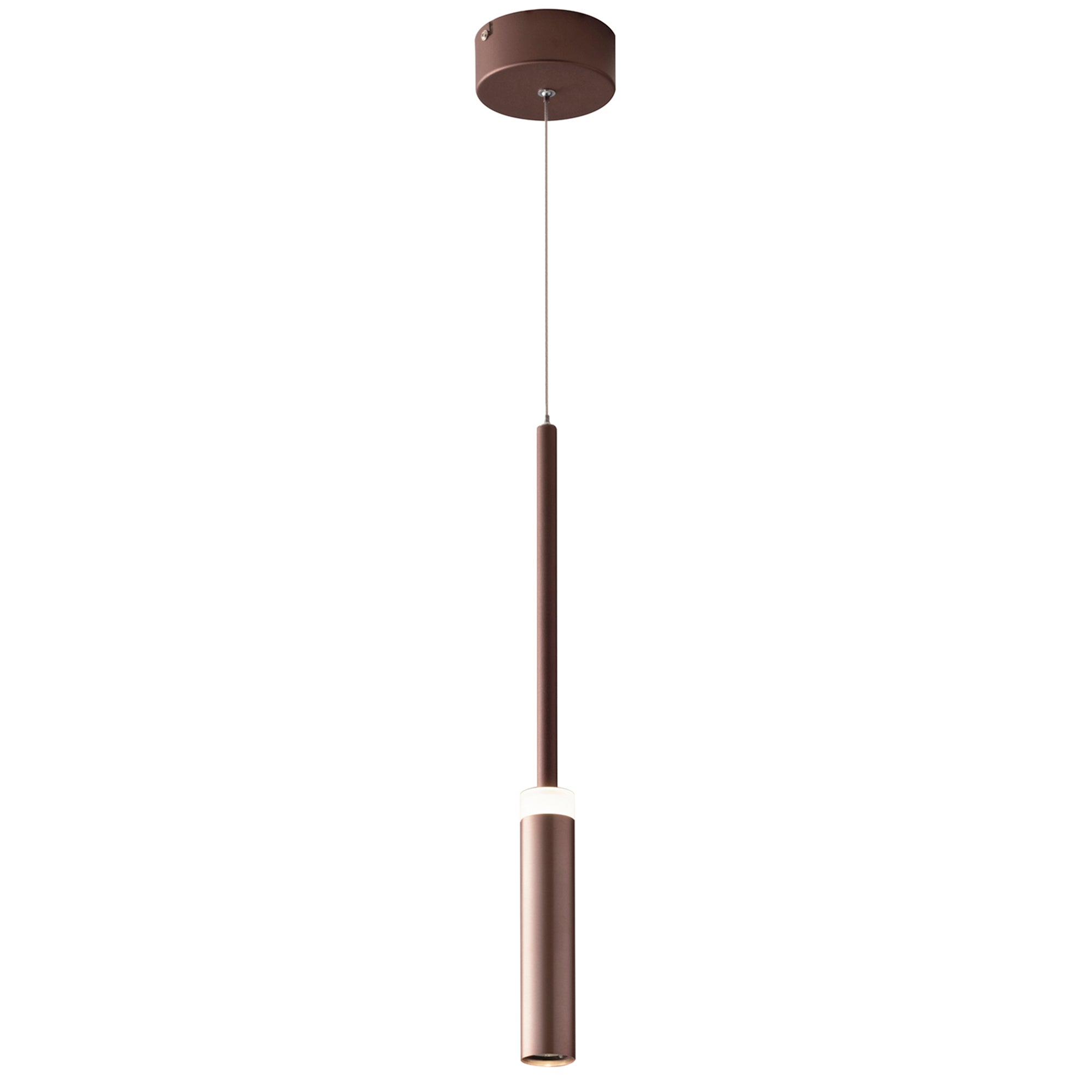 "Sospensione LED CANDLE in alluminio bronzo luce singola biemissione"