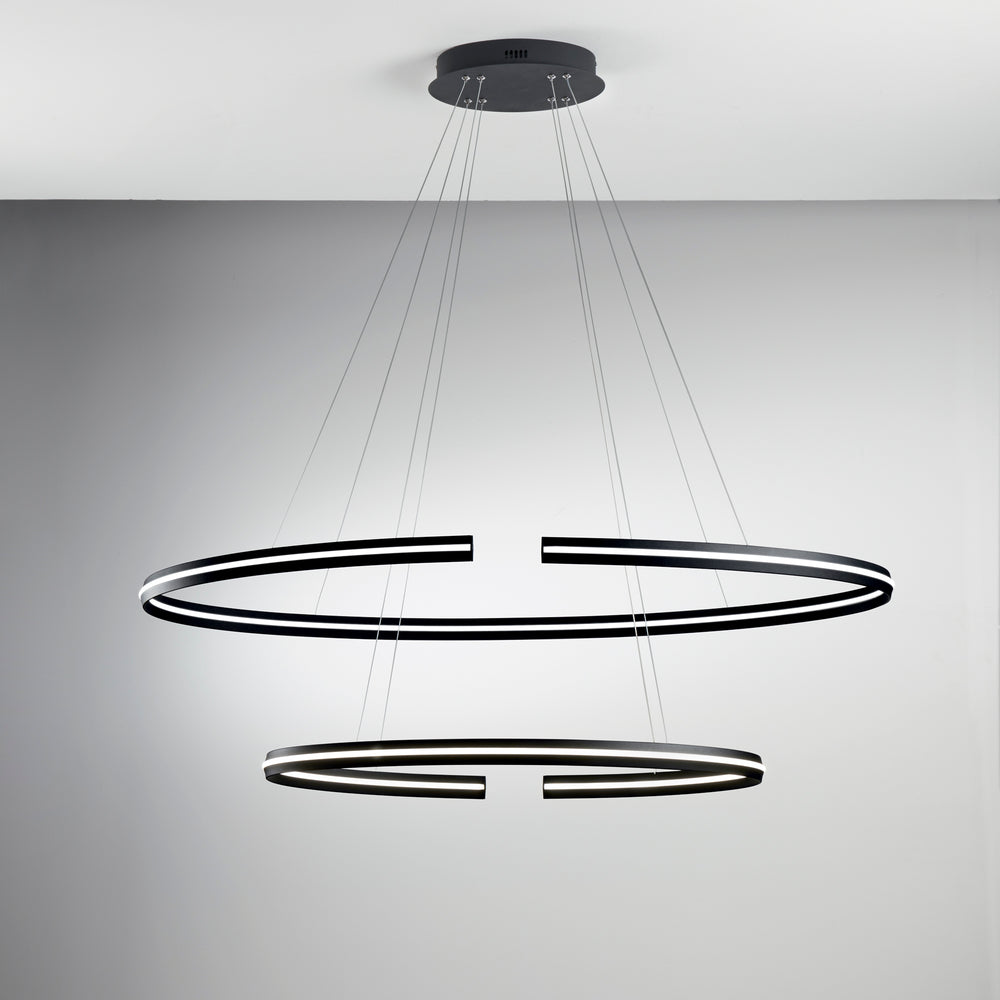 SOSPENSIONE LED CLARKE NERA 88W 11000LM 4000K 120X60X124CM