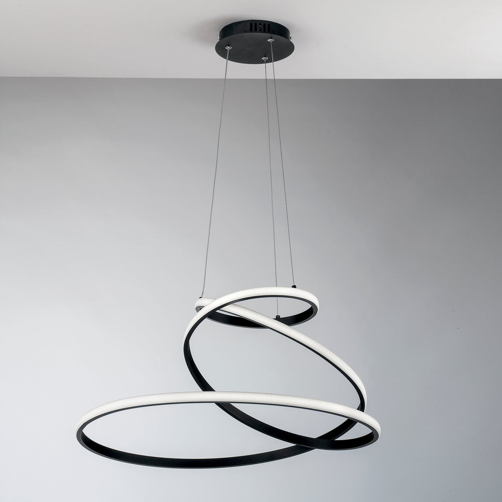 SOSPENSIONE LED COASTER NERA 60W 8000LM CCT 60X28X150CM