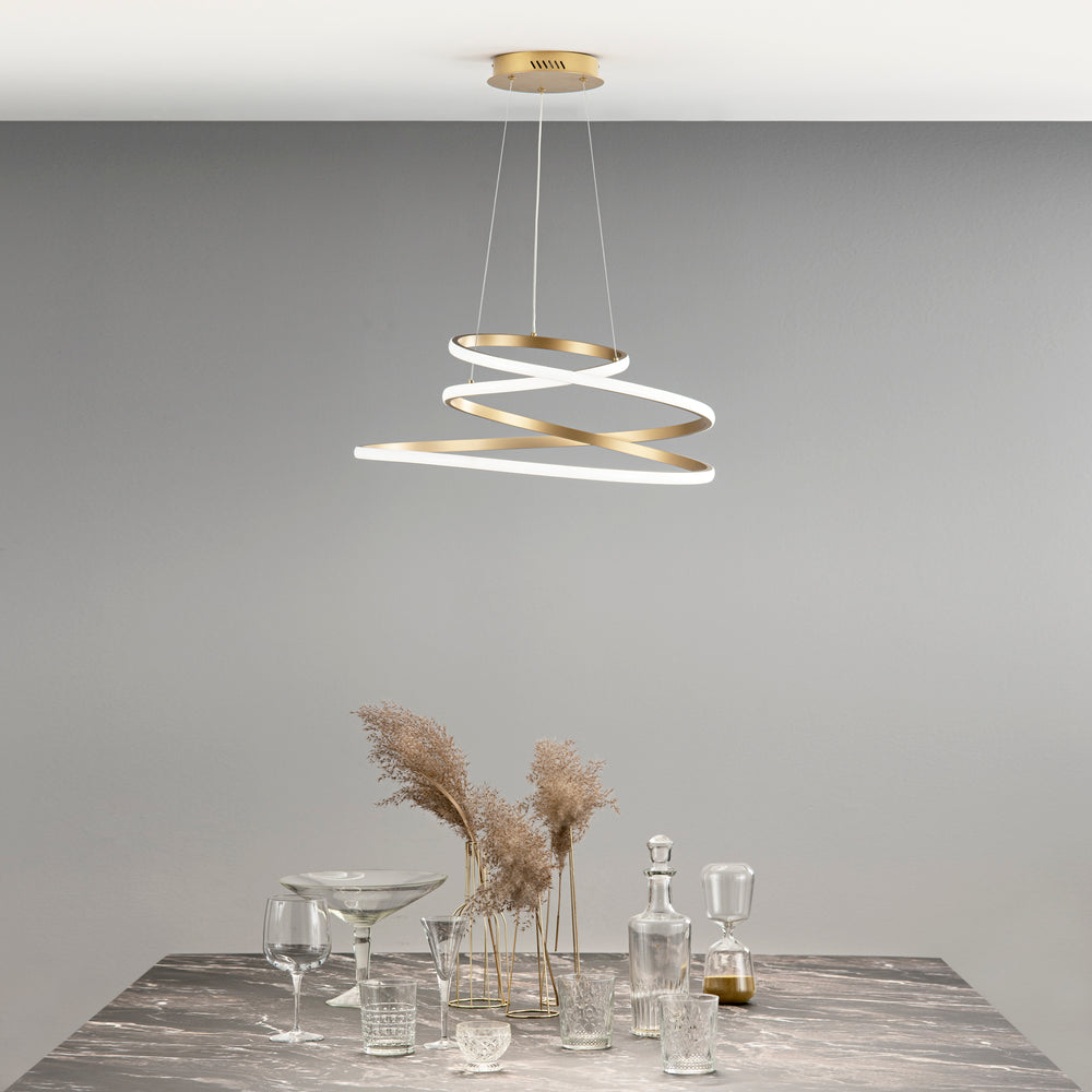 SOSPENSIONE LED COASTER ORO 60W 8000LM CCT 60X28X150CM