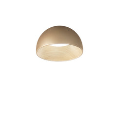 "Plafoniera LED COCO in metallo oro, interno effetto legno, CCT Ø 35 cm."