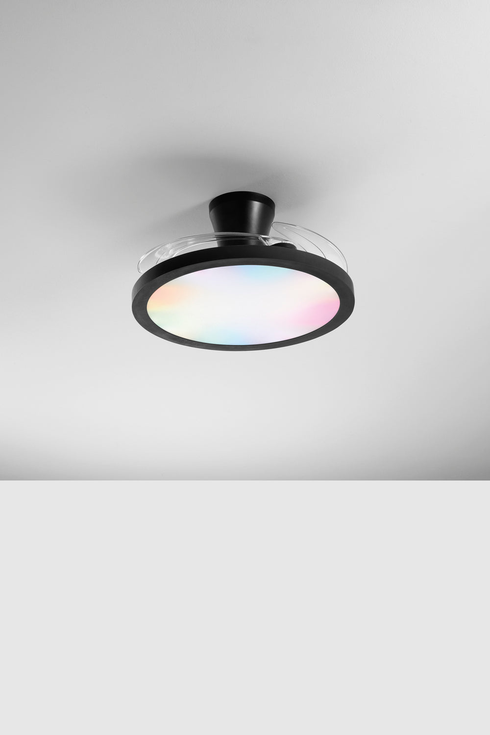 PLAFONIERA LED VENTILATORE CONDOR RETRATTILE NERO 35W 3900LM CCT DIMM. RGB DIGITALE CON TELECOMANDO RF INCLUSO 24X49CM
