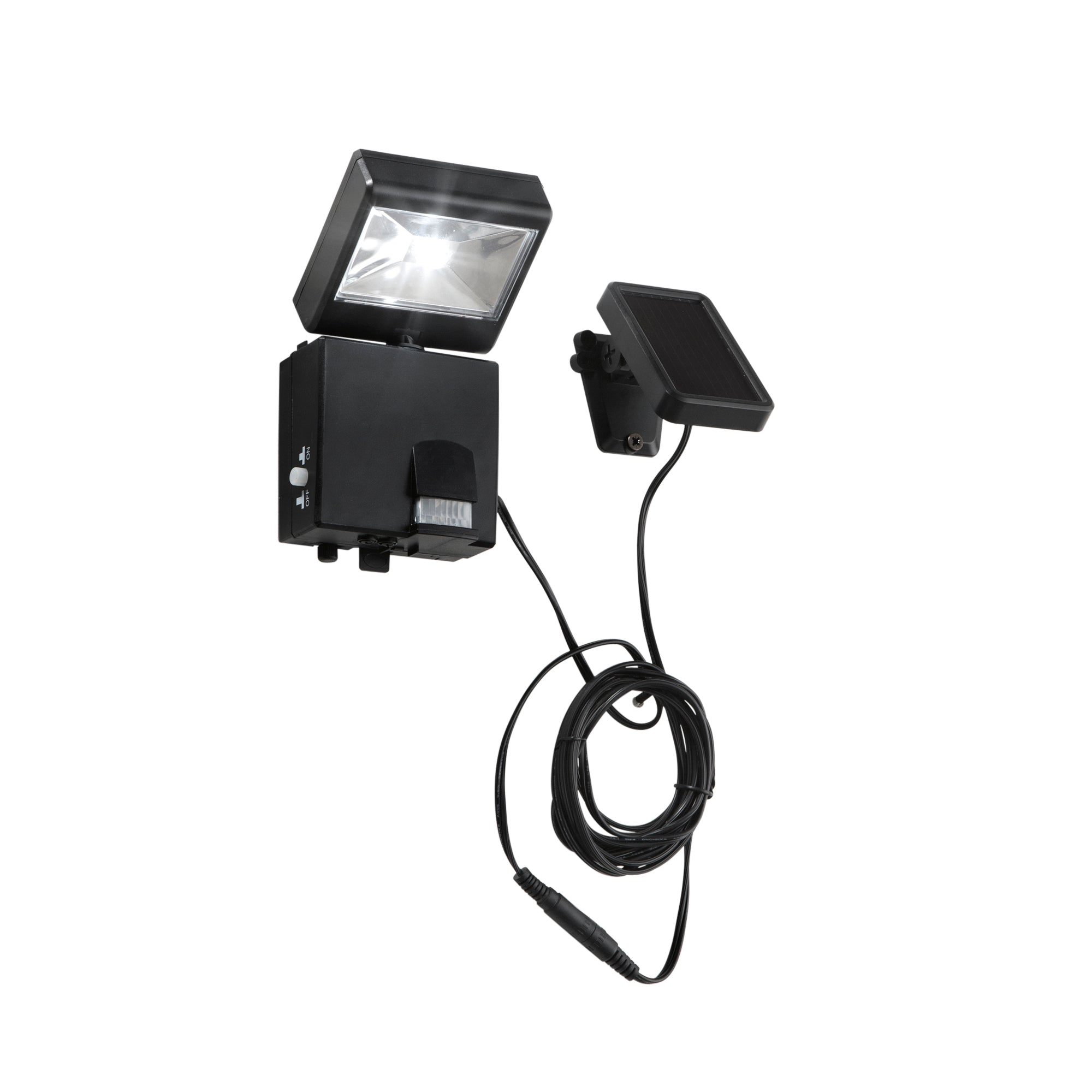 "Proiettore LED COSMO nero 1W 4000K(Luce naturale) con pannello solare e sensore IP44 18.5x9.3cm."