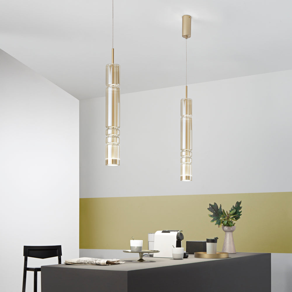 SOSPENSIONE LED CROOKES AMBRA 8W 800LM CCT 8X8X234CM