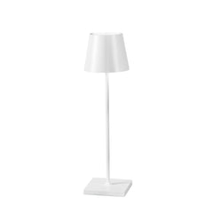 "Lampada LED ricaricabile DRINK in metallo bianco con dimmer luce calda"