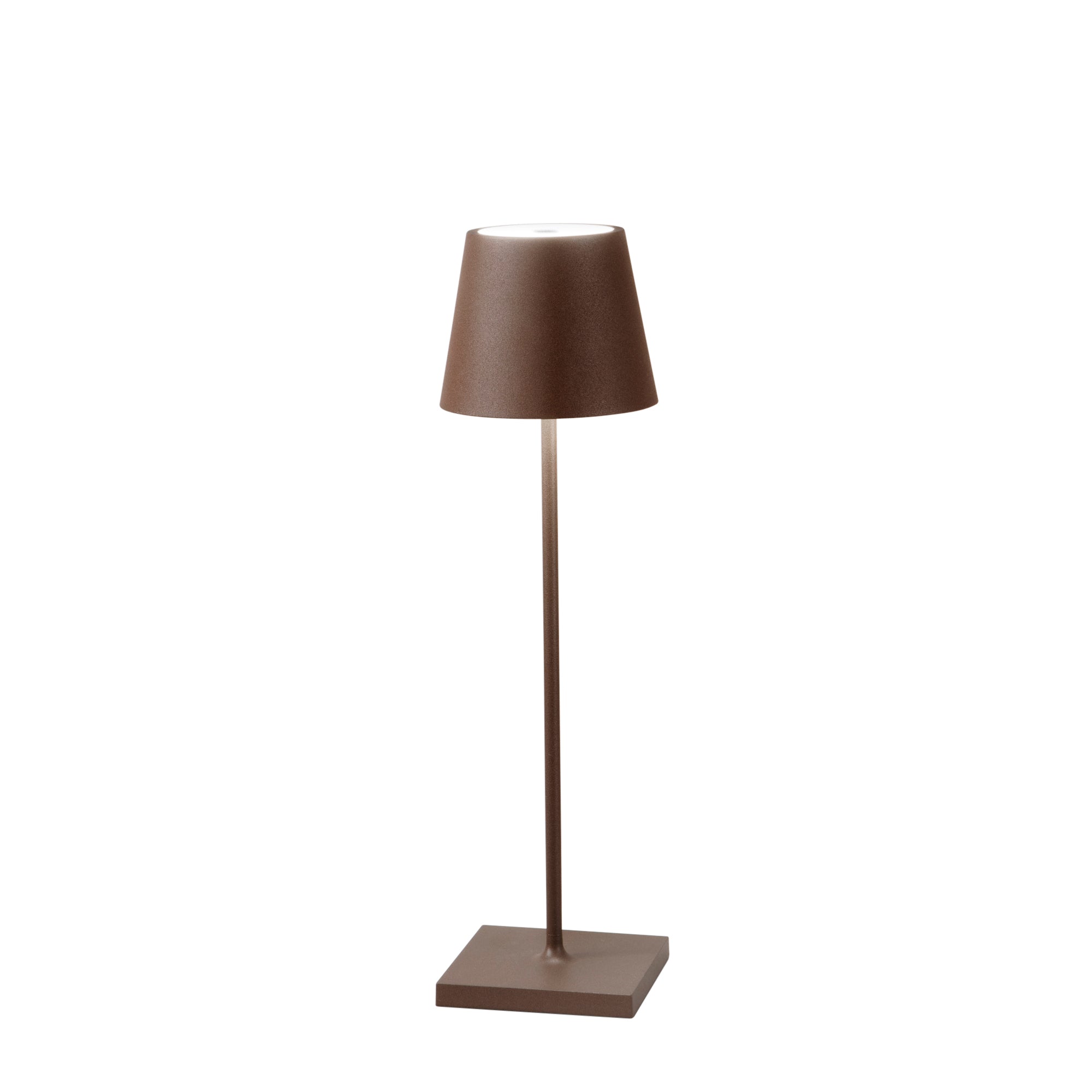 "Lampada LED ricaricabile DRINK in metallo bronzo con dimmer luce calda"