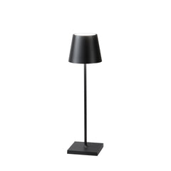 "Lampada LED ricaricabile DRINK in metallo nero con dimmer luce calda"