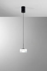 SOSPENSIONE LED EMILY BIANCA SINGOLA IN VETRO+METALLO 8W CCT 2700-3200-4000K D15X150CM