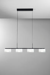 SOSPENSIONE LED EMILY BIANCA QUATTRO PENDENTI IN VETRO+METALLO 30W CCT 2700/3200/4000K 92X12X150CM