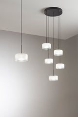 SOSPENSIONE LED EMILY BIANCA SINGOLA IN VETRO+METALLO 8W CCT 2700-3200-4000K D15X150CM