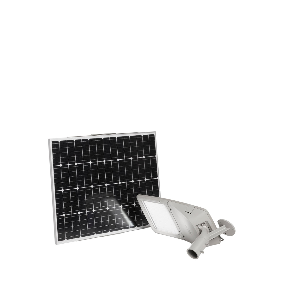 "Faro stradale LED FEBO in alluminio argento con pannello solare 4000K IP65"