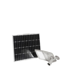 "Faro stradale LED FEBO in alluminio argento con pannello solare 4000K IP65"