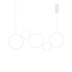 "Sospensione LED FREDY in alluminio bianco con 5 diffusori in silicone, CCT"
