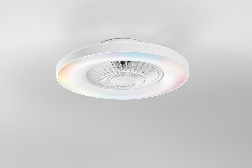 PLAFONIERA LED VENTILATORE GARBIN BIANCO 40W 5500LM CCT DIMM. CON TELECOMANDO RF INCLUSO E SPEAKER BLUETOOTH 15X54,5CM