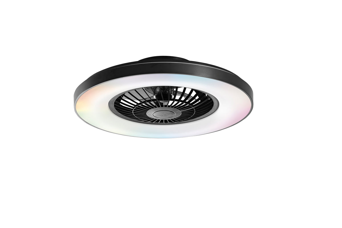 "Plafoniera LED GARBIN nero con ventilatore integrato"