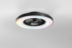 PLAFONIERA LED VENTILATORE GARBIN NERO 40W 5500LM CCT DIMM. CON TELECOMANDO RF INCLUSO E SPEAKER BLUETOOTH 15X54,5CM