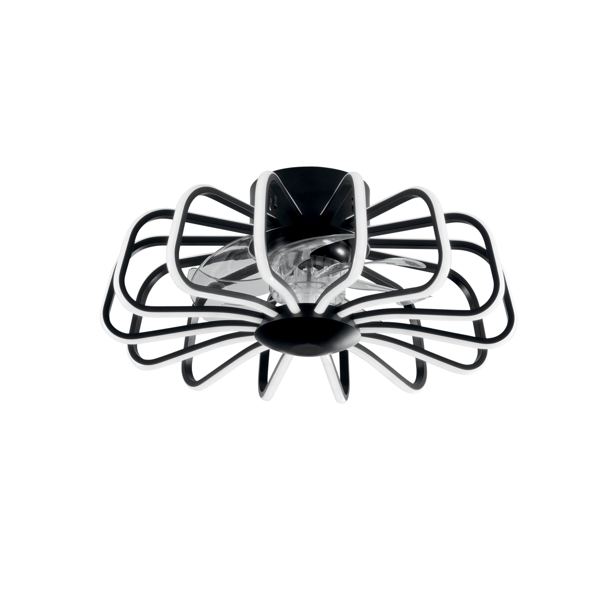 PLAFONIERA LED VENTILATORE GRECALE NERO 80W 8470LM CCT DIMM. Wi-Fi 50X20,7CM
