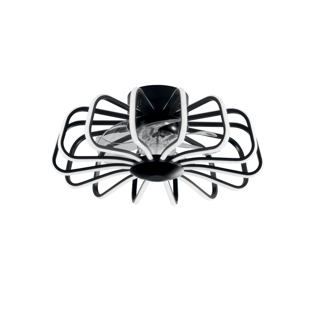PLAFONIERA LED VENTILATORE GRECALE NERO 80W 8470LM CCT DIMM. Wi-Fi 50X20,7CM