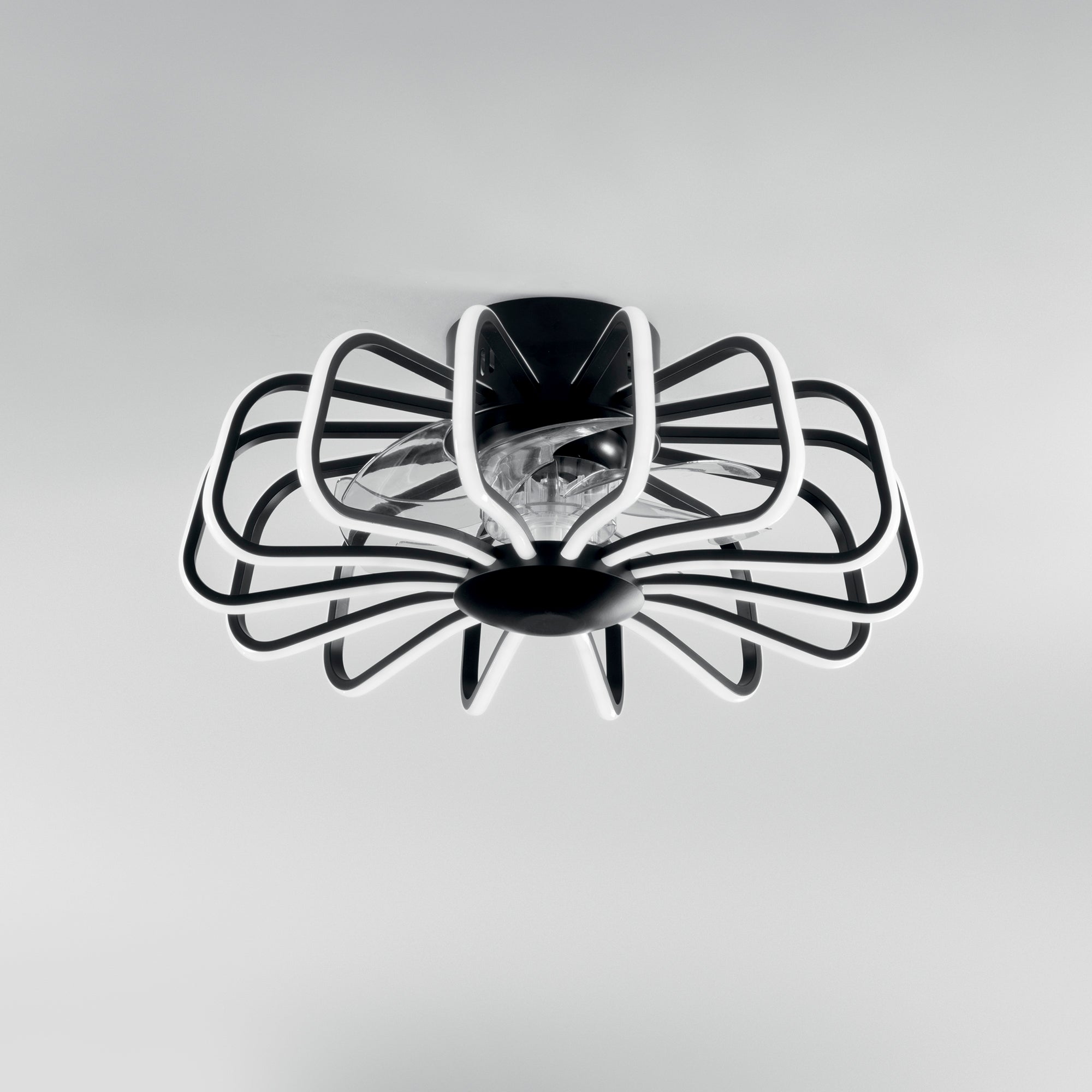 PLAFONIERA LED VENTILATORE GRECALE NERO 80W 8470LM CCT DIMM. Wi-Fi 50X20,7CM