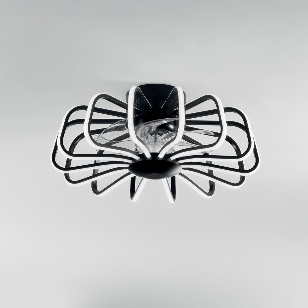 PLAFONIERA LED VENTILATORE GRECALE NERO 80W 8470LM CCT DIMM. Wi-Fi 50X20,7CM