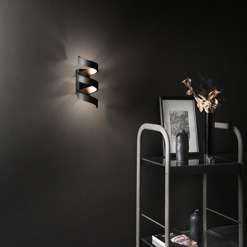 APPLIQUE LED HELIX NERA E ORO 9W 720LM 4000K 10X13,5X26CM