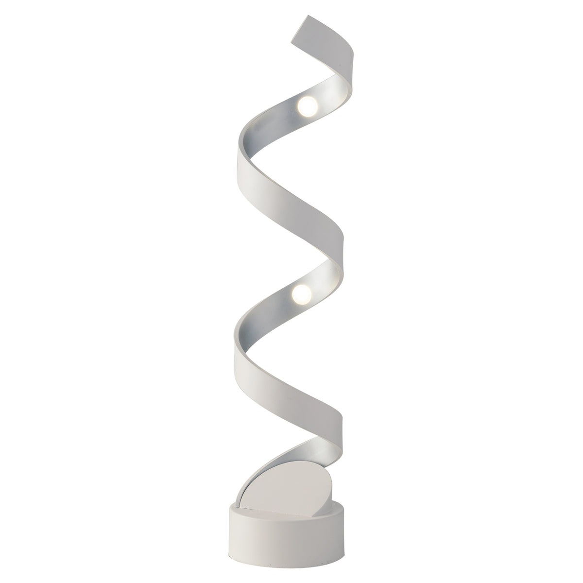 "Lampada da tavolo LED HELIX in alluminio bianca e argento 4000K (luce naturale)"
