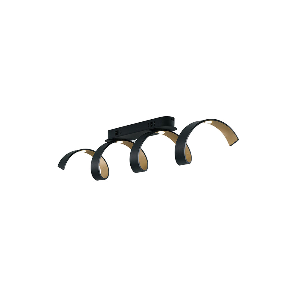 PLAFONIERA LED HELIX NERA E ORO 20W 1680LM 3000K 80X18CM