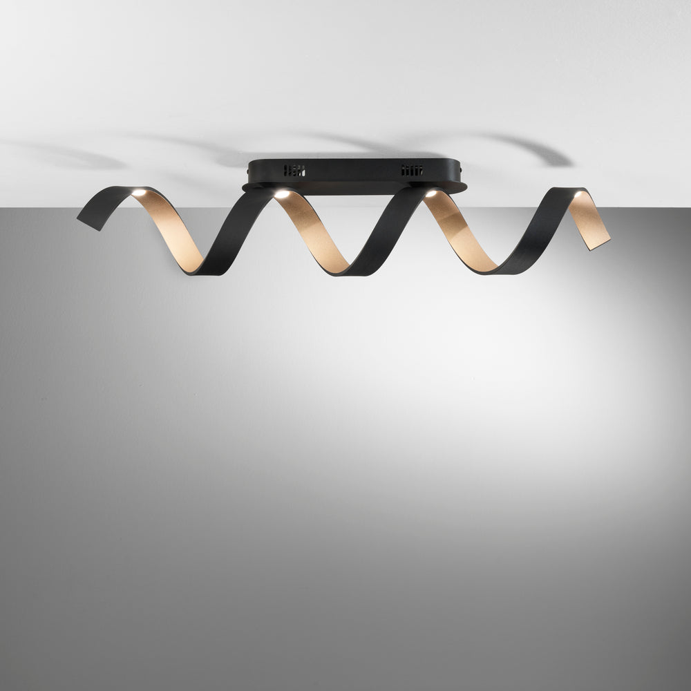 PLAFONIERA LED HELIX NERO E ORO 20W 1680LM 4000K 80X18CM