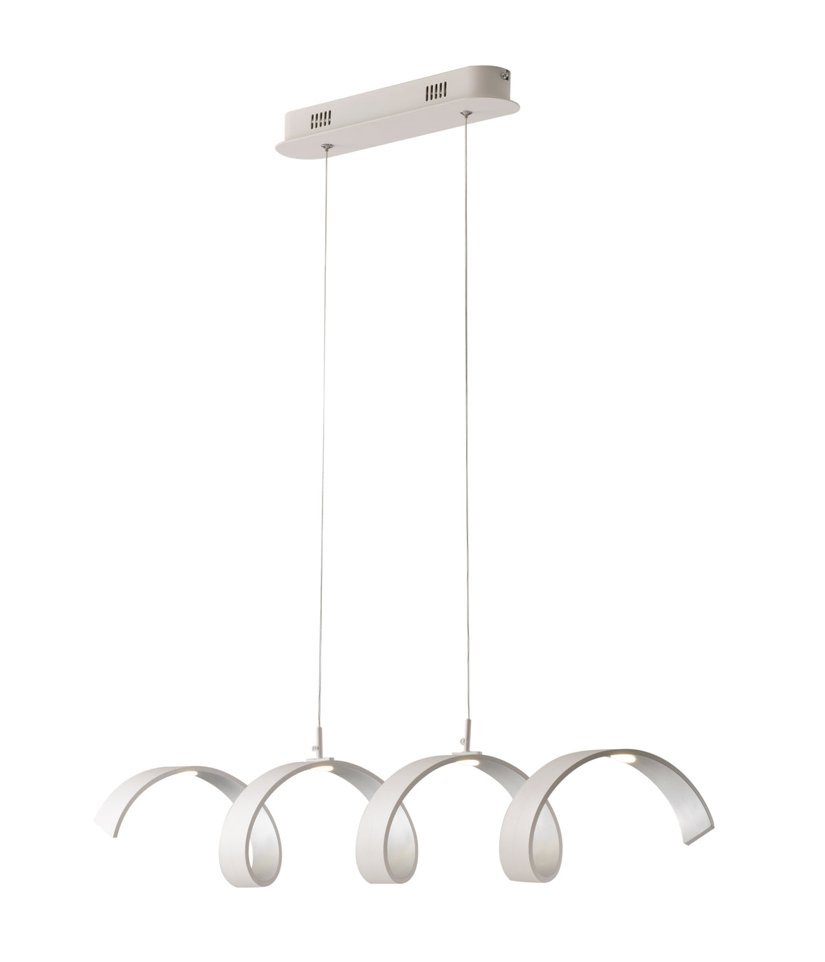 "Sospensione LED HELIX in alluminio bianca e argento 3000k (luce calda), h120x80cm."
