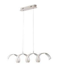 "Sospensione LED HELIX in alluminio bianca e argento 3000k (luce calda), h120x80cm."