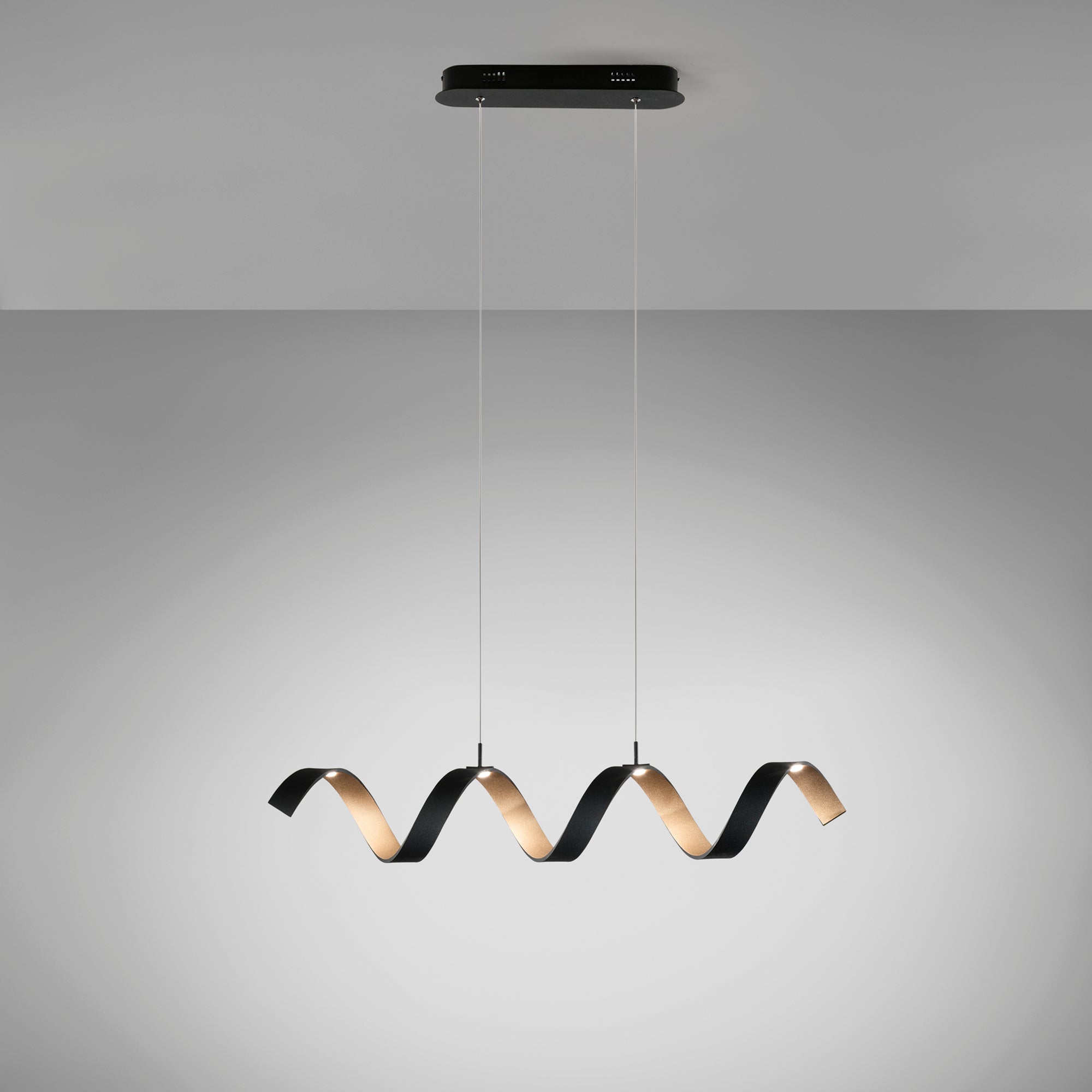 SOSPENSIONE LED HELIX NERA E ORO 20W 1680LM 4000K 80X13,5X120CM