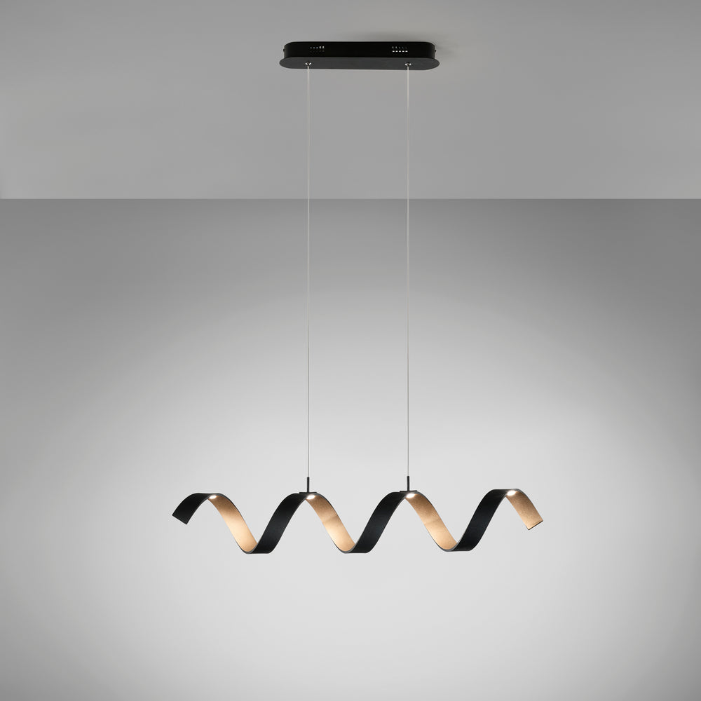 SOSPENSIONE LED HELIX NERA E ORO 20W 1680LM 4000K 80X13,5X120CM