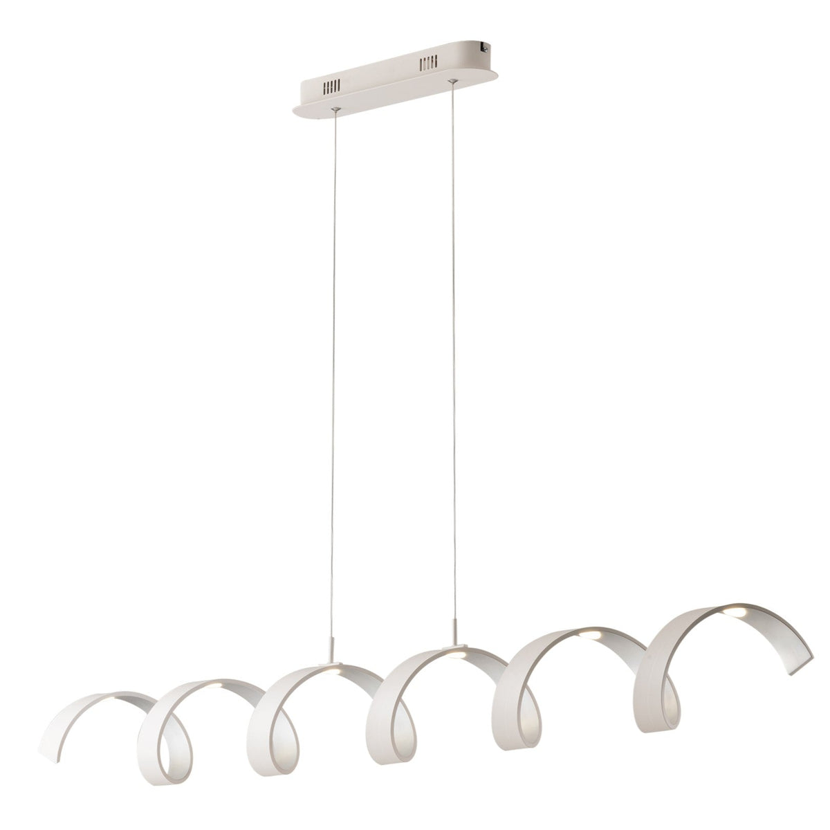 "Sospensione LED HELIX in alluminio bianca e argento 3000K (luce calda), h120x125cm"