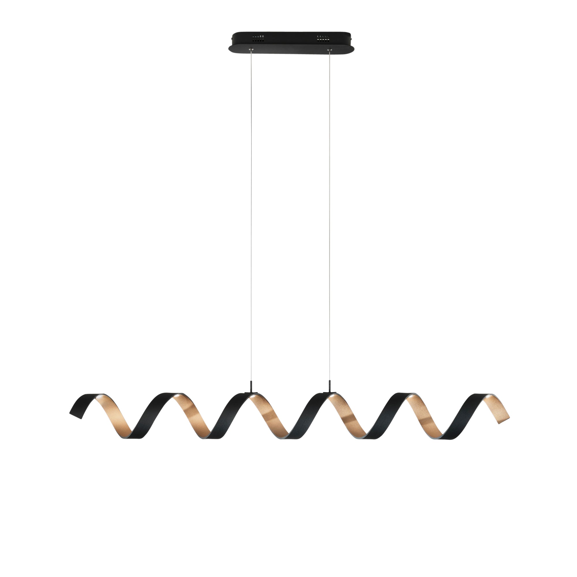 SOSPENSIONE LED HELIX NERA E ORO 30W 2520LM 4000K 125X13,5X120CM
