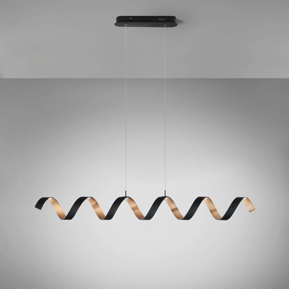 SOSPENSIONE LED HELIX NERA E ORO 30W 2520LM 4000K 125X13,5X120CM