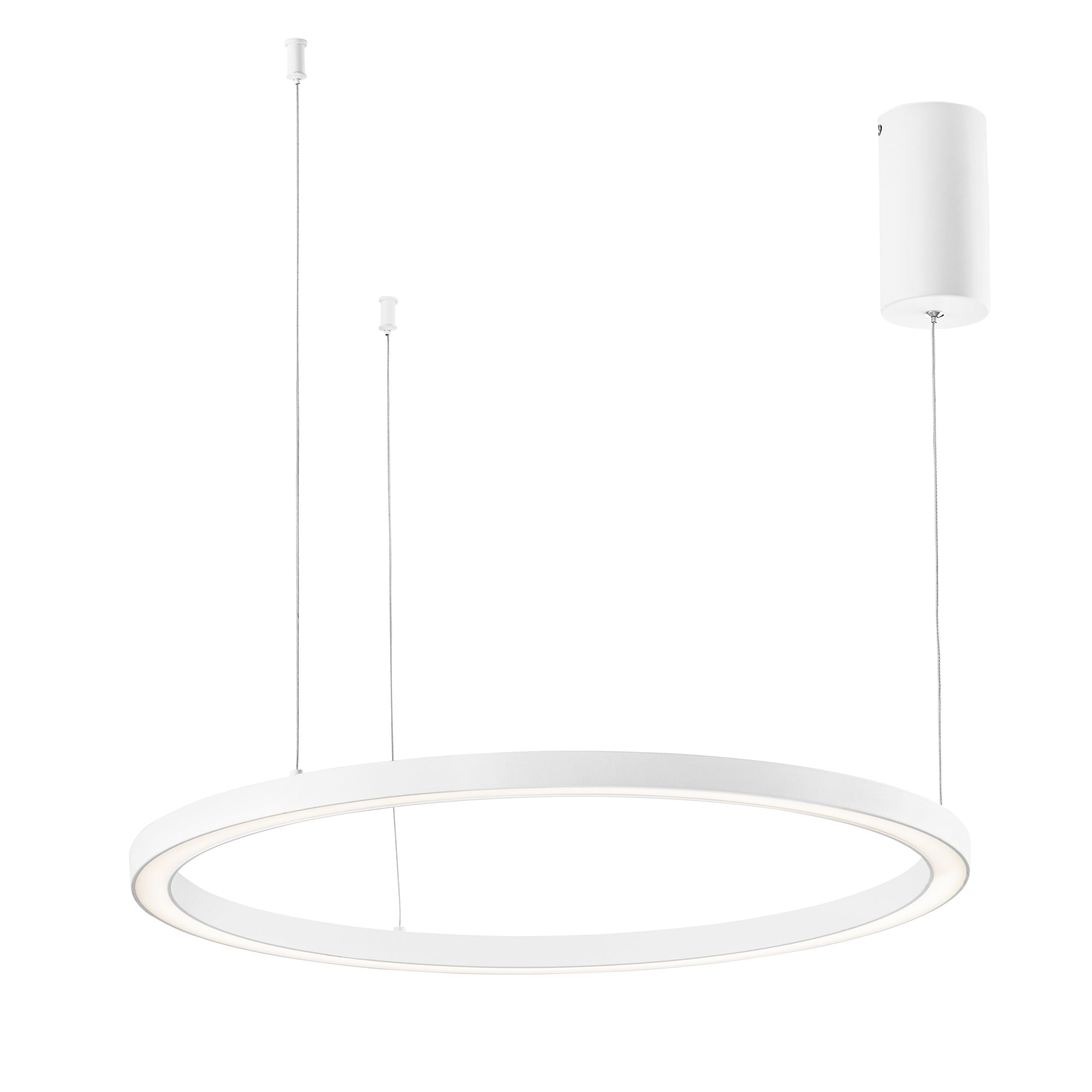 "Sospensione LED HOOP in alluminio bianca diffusore in acrilico e cavi regolabili, CCT, Ø 120cm."