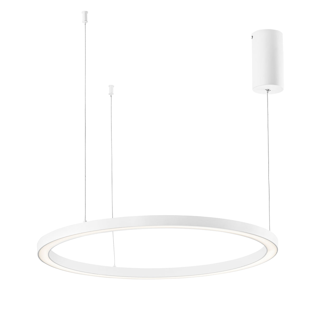 "Sospensione LED HOOP in alluminio bianca diffusore in acrilico e cavi regolabili, CCT, Ø 120cm."