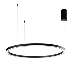 "Sospensione LED HOOP in alluminio nera diffusore in acrilico e cavi regolabili, CCT, Ø 120cm."