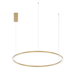 "Sospensione LED HOOP in alluminio oro diffusore in acrilico e cavi regolabili, CCT, Ø 120cm."